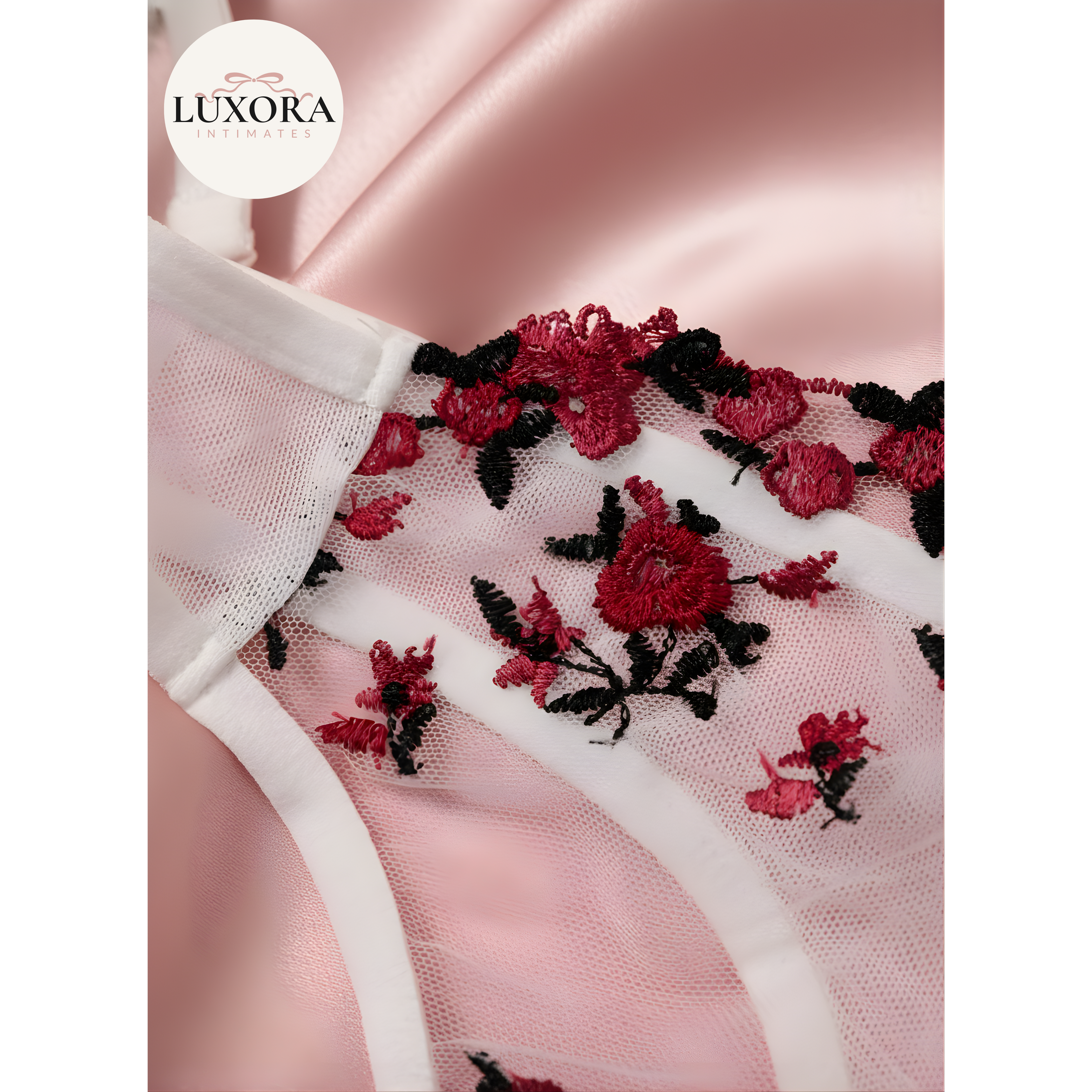 Sheer Embroidered Lingerie Set: Luxury Floral Bra & Panty for Women